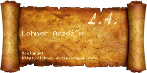 Lohner Arzén névjegykártya